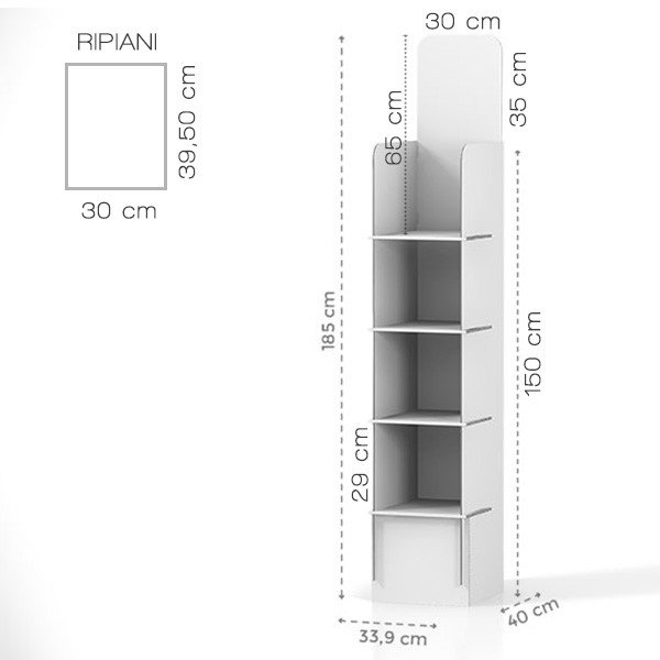 BAKU - Espositore da terra in cartone con 4 ripiani - immagine 3