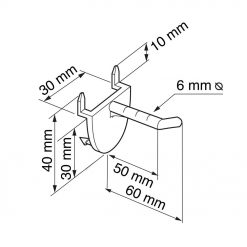 Alternative view of Broche (gancio) in plastica singola bianca inserimento automatico lunghezza 5 cm
